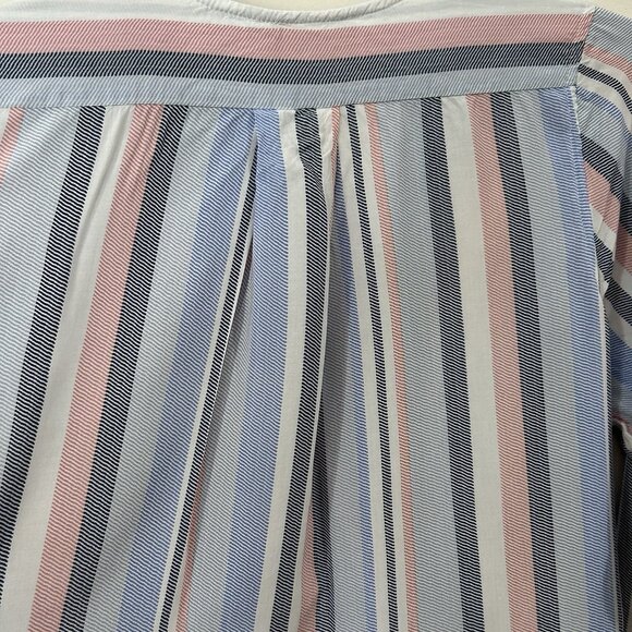 CYNTHIA ROWLEY Blouse Sz S Striped Rayon Faux Wrap V-Neck High Low Long Sleeve - Picture 11 of 13